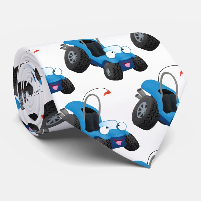 Cute dune buggy off road vehicle cartoon neck tie (Rolled)