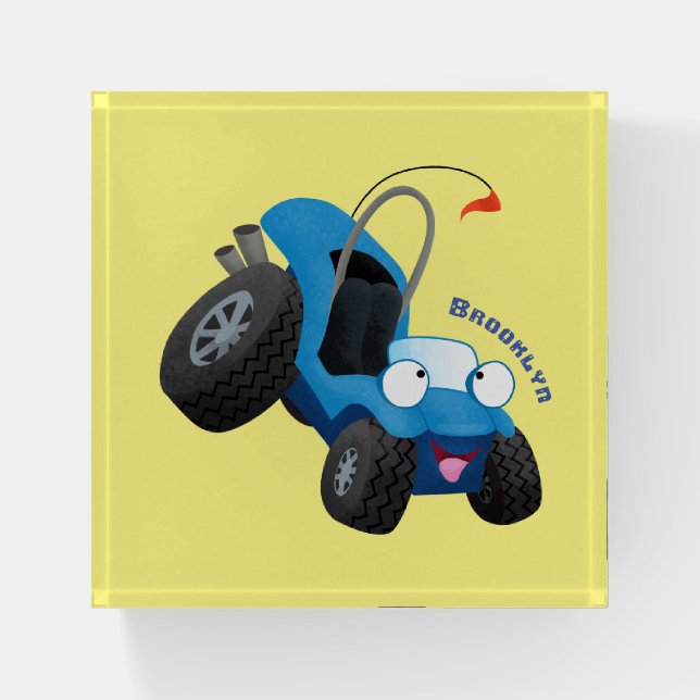 Cute dune buggy off road vehicle cartoon  paperweight (Front)