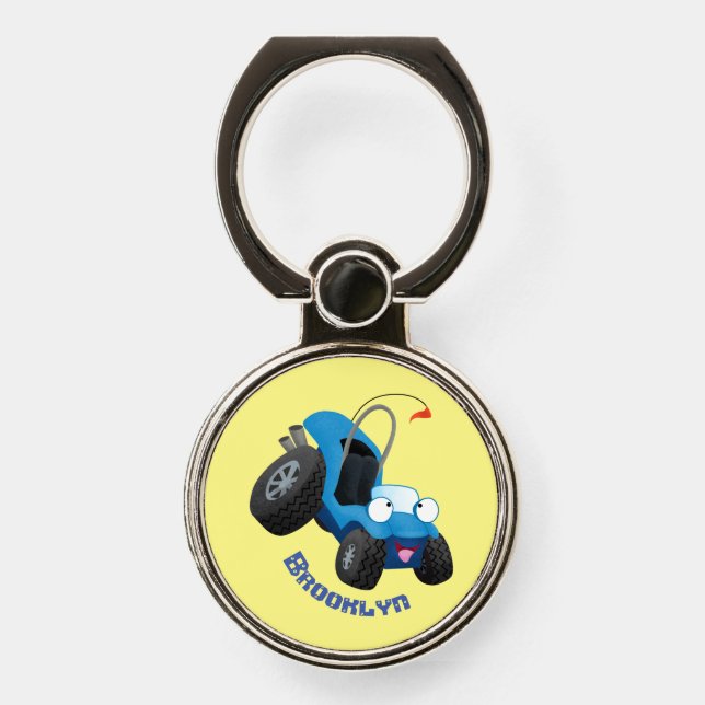 Cute dune buggy off road vehicle cartoon  phone ring stand (Front)