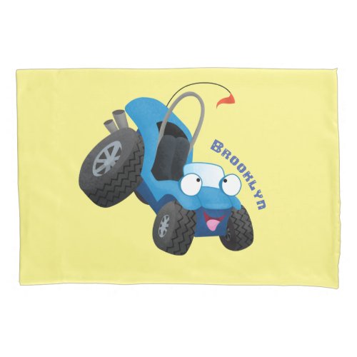Cute dune buggy off road vehicle cartoon  pillow case