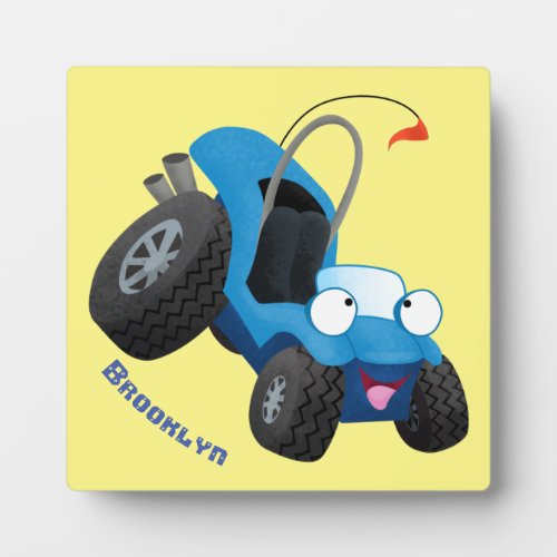 Cute dune buggy off road vehicle cartoon  plaque