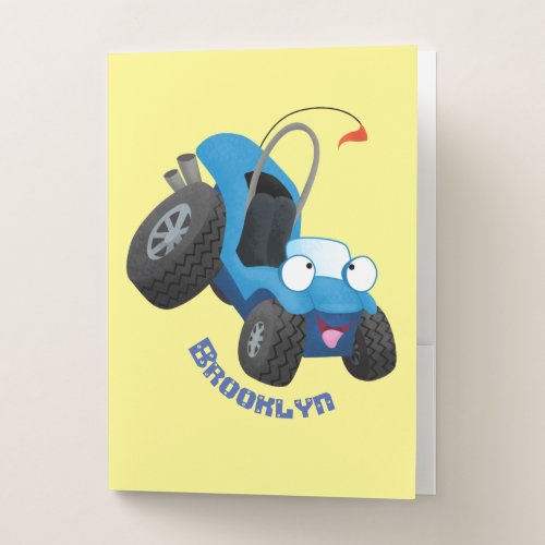 Cute dune buggy off road vehicle cartoon  pocket folder