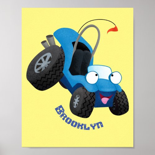 Cute dune buggy off road vehicle cartoon poster