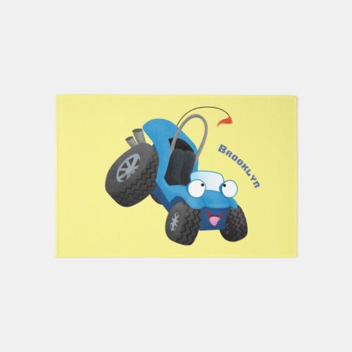 Cute dune buggy off road vehicle cartoon rug