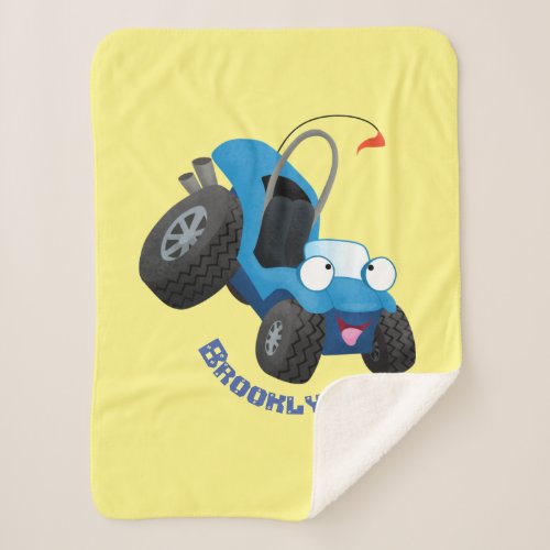 Cute dune buggy off road vehicle cartoon sherpa blanket