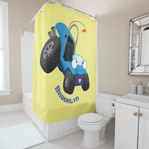 Cute dune buggy off road vehicle cartoon shower curtain