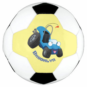 Cute dune buggy off road vehicle cartoon soccer ball