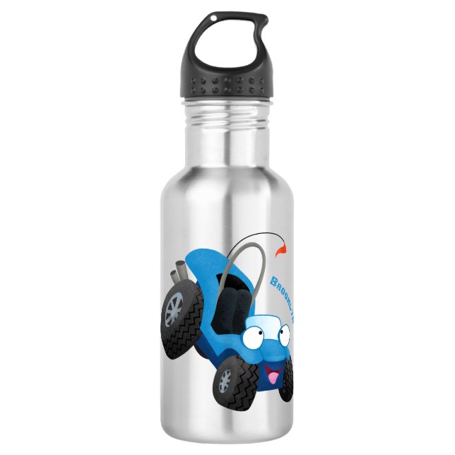 Cute dune buggy off road vehicle cartoon  stainless steel water bottle (Front)