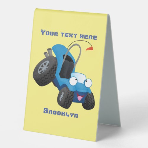 Cute dune buggy off road vehicle cartoon  table tent sign