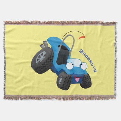 Cute dune buggy off road vehicle cartoon  throw blanket