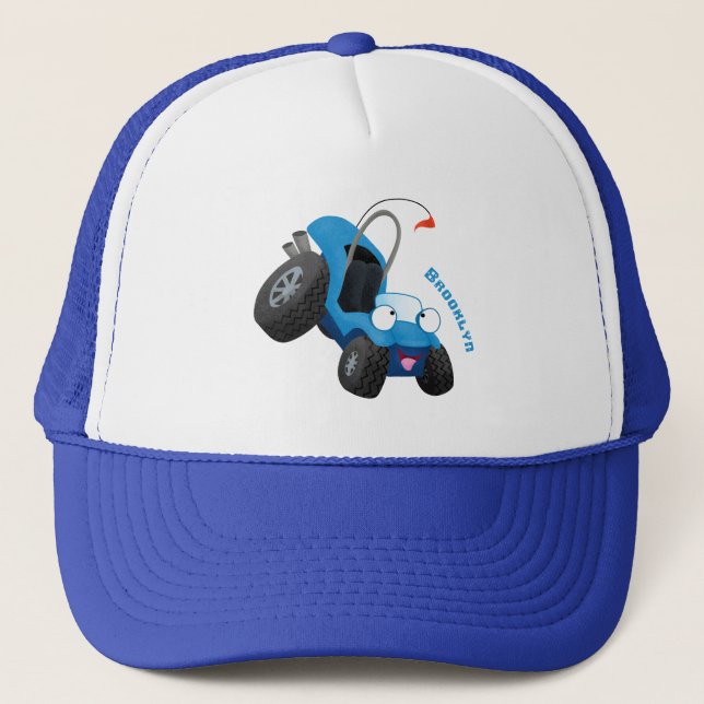 Cute dune buggy off road vehicle cartoon trucker hat (Front)