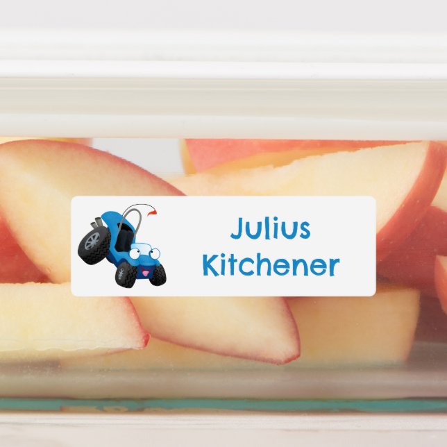 Cute dune buggy vehicle cartoon personalized labels (Affixed)