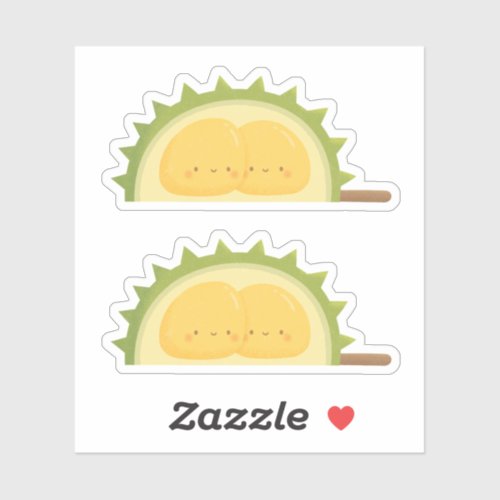 Cute Durian Fruit Hugging Seeds Doodle Sticker