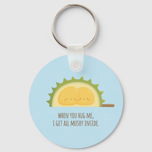 Cute Durian Love Mushy Hugs Valentines Keychain