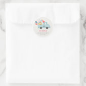 Cute Dusky Blue Any Age Birthday Party Cake Truck Classic Round Sticker (Bag)