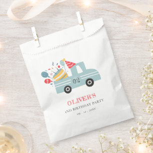 Cute Dusky Blue Any Age Birthday Party Cake Truck Favor Bag
