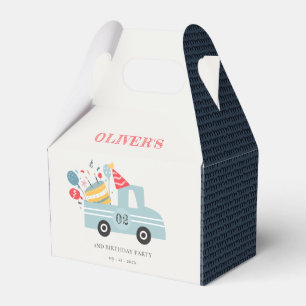 Cute Dusky Blue Any Age Birthday Party Cake Truck Favor Boxes