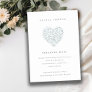 Cute Dusky Blue Floral Heart Bridal Shower Invite