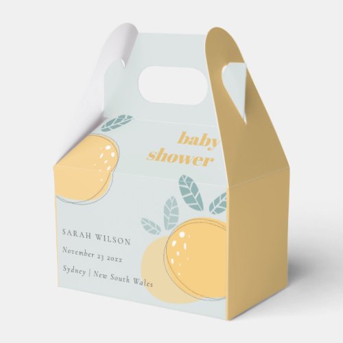 Cute Dusky Blue Lemon Fruity Bold Baby Shower Favor Boxes