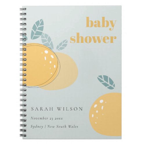 Cute Dusky Blue Lemon Fruity Bold Baby Shower Notebook