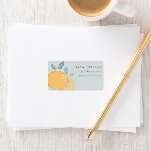 Cute Dusky Blue Modern Lemon Fruity Bold Address Label