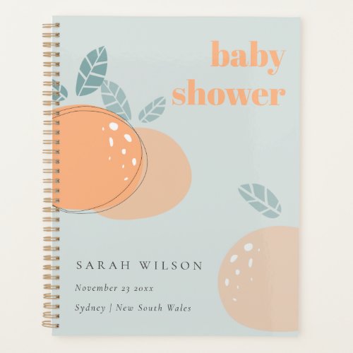 Cute Dusky Blue Orange Fruity Bold Baby Shower Planner
