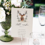 Cute Dusky Deer Floral Crest Wedding Seating Table Number<br><div class="desc">If you need any further customisation please feel free to message me on yellowfebstudio@gmail.com.</div>