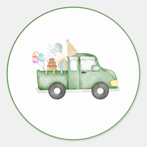 Cute Dusky Green Any Age Birthday Party Classic Round Sticker