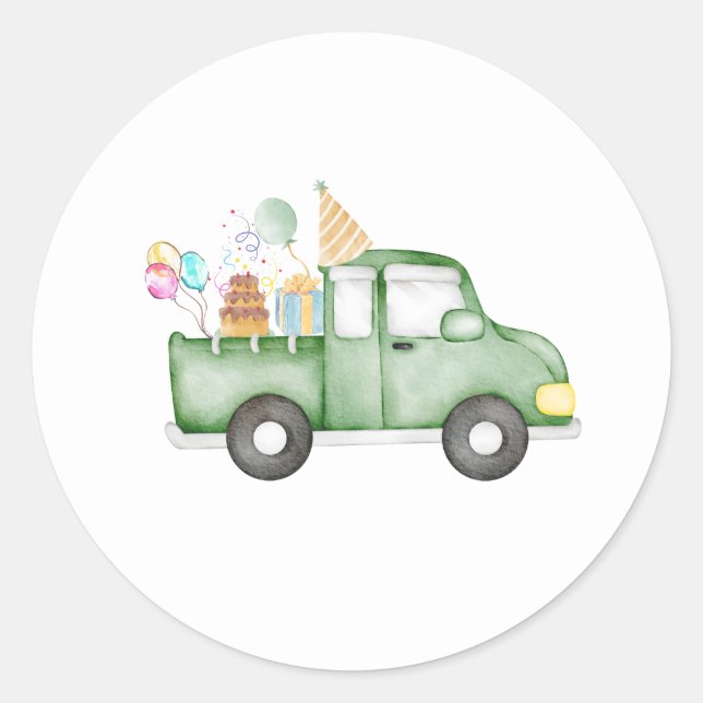 Cute Dusky Green Any Age Birthday Party Classic Round Sticker (Front)