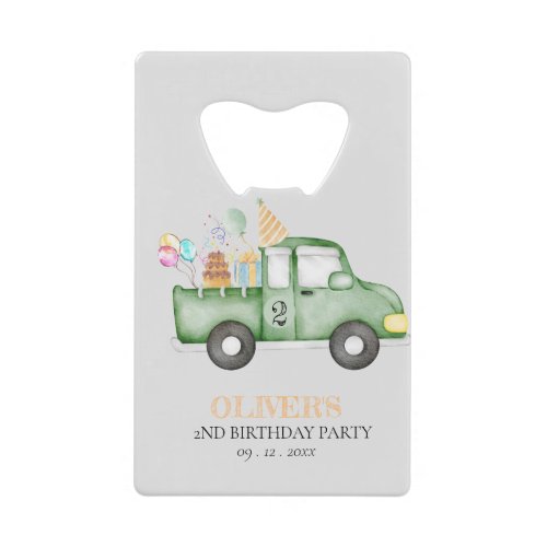 Cute Dusky Green Any Age Birthday Party Credit Card Bottle Opener