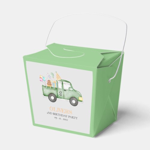 Cute Dusky Green Any Age Birthday Party Favor Boxes