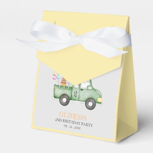 Cute Dusky Green Any Age Birthday Party Favor Boxes