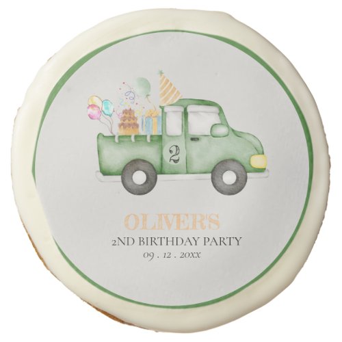 Cute Dusky Green Any Age Birthday Party Sugar Cookie