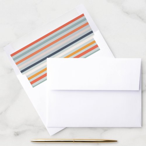 Cute Dusky Orange Blue Ochre Striped Pattern Envelope Liner