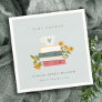 Cute Dusky Stacked Storybooks Floral Baby Shower Napkins