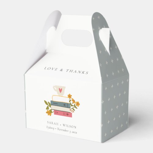 Cute Dusky Stacked Storybooks Floral Wedding Favor Boxes