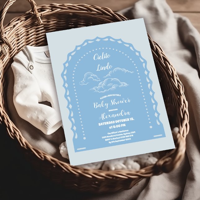 Cute Dusty Blue Mexican Cielito Lindo  Invitation (Creator Uploaded)