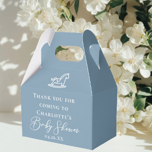 Cute Dusty Blue Personalized Baby Shower Favor Boxes