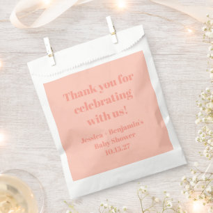 Cute Dusty Peach Baby Shower Custom Thank You Favor Bag