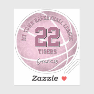 cute dusty pink basketball with team name sticker