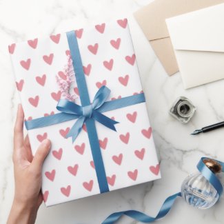 Cute Dusty Pink Hearts Pattern Wrapping Paper
