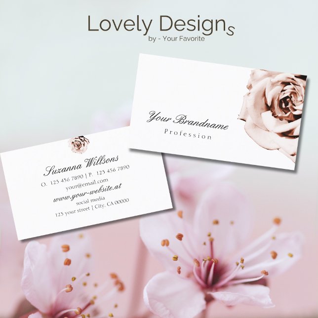 Cute Dusty Pink Rose Plain White Simple Business Card (Creator Uploaded)