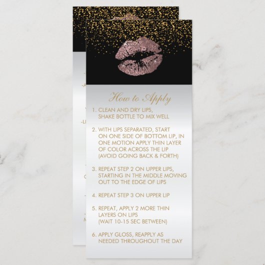 Cute Dusty Rose Glitter Lip Instructions (Front/Back)