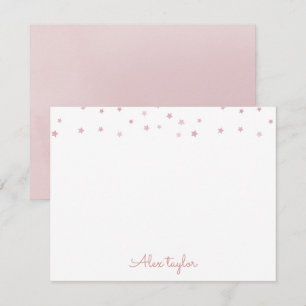 Cute dusty rose stars kids Personalized Stationery Note Card