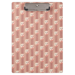 Cute Dusty Rose Teddy Bear and Stripe Clipboard