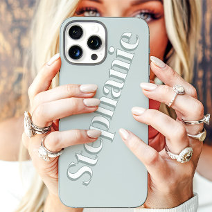 Cute Dusty Sage Minimalist Custom Name iPhone 16 Pro Max Case