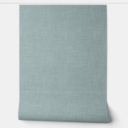 Cute Dusty Teal Blue Linen Look Texture Wallpaper