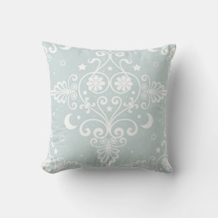 Cute Dusty Teal Boho Celestial Pattern Throw Pillow