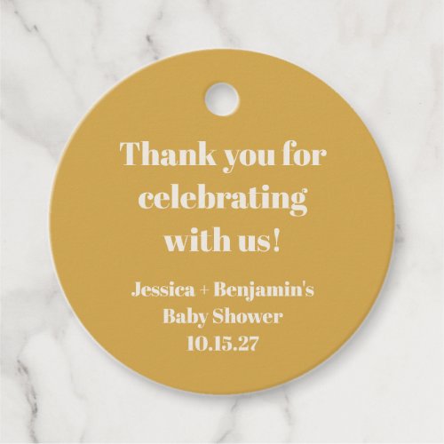 Cute Dusty Yellow Baby Shower Custom Thank You Favor Tags