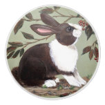 Cute Dutch Rabbit Bunny Sage Woodland Animal  Ceramic Knob
